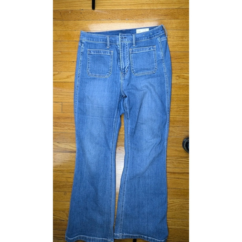NEW GAP '70s Flare High Rise Jeans Women's 31 Dark Wash Flare Denim